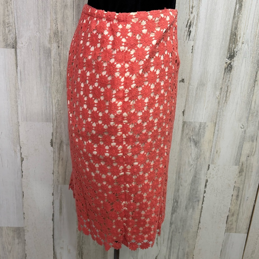 Talbots Coral Eyelet Pencil Skirt - Picture 8 of 10